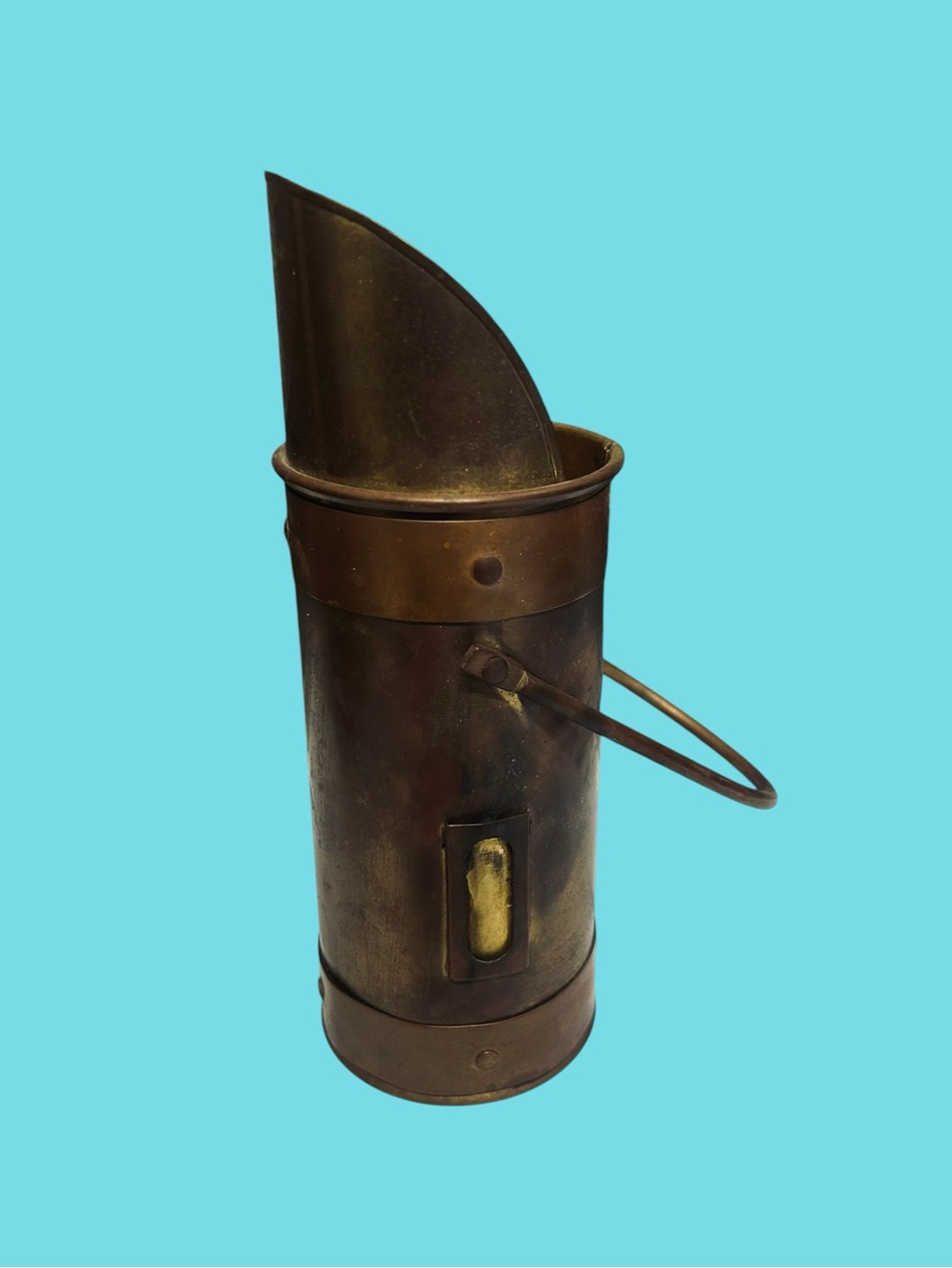 Vintage Copper & Brass Fireplace Match Stick Holder